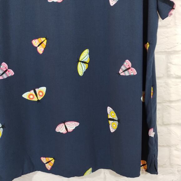 A Goodfellow & Co Men's Navy Colorful Butterfly Moth Button Down Shirt NWT L - Picture 9 of 11
